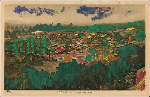 Postcard Annam Village annamite ANNAM Künstlerkarte Art Postcard 1930