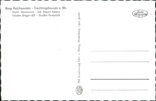 Ansichtskarte Trechtingshausen Burg Reichenstein - Restaurant 1954