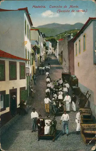 Postcard Funchal Caminho do Monte Madeira Straße 1913