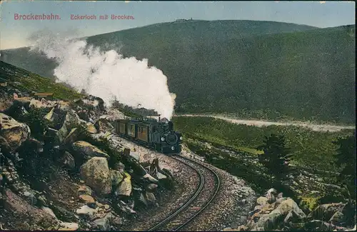 Ansichtskarte Ilsenburg (Harz) Brockenbahn (Brocken) Eckerloch 1913