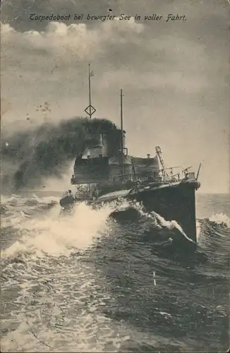 Ansichtskarte  Torpedoboot in voller Fahrt, Kriegsmarine 1909