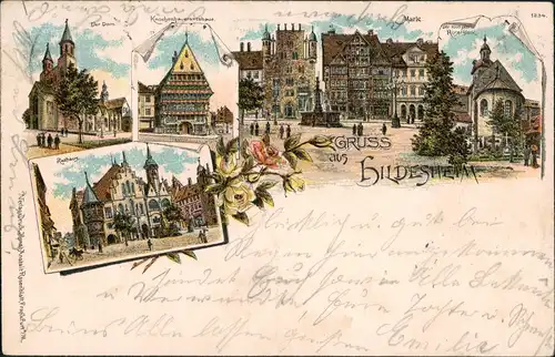 Ansichtskarte Litho AK Hildesheim Dom, Markt, Rathaus 1899