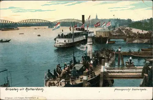 Rotterdam  Groeten uit Maasgezicht Oosterhade Schiffe Anlegestelle Brücke 1900