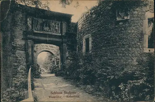 Ansichtskarte Stolpen Schloss Stolpen Wappentor - Ketzerloch 1922