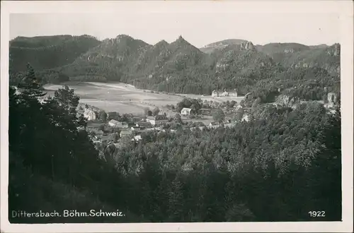 Dittersbach (Böhm. Schweiz) Jetřichovice Panorama mit Umland-Ansicht 1935