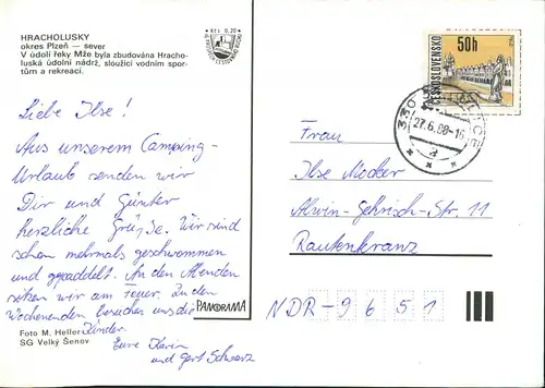 Postcard Hracholusky HRACHOLUSKY okres Plzeň Mehrbildkarte 1988