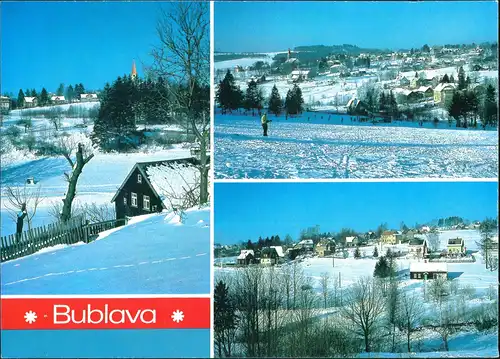 Schwaderbach Bublava Panorama-Ansichten Mehrbildkarten Winter-Photos 1980