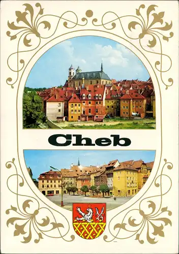 Postcard Eger Cheb Mehrbild-AK 2 Stadt-Ansichten 1971