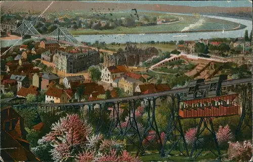 Blasewitz-Dresden Panorama-Ansicht  Berg-Schwebebahn & Blaues Wunder   1918