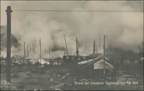 Dresden Brand Dresdener Vogelwiese am 2.8.1909 Brandkatastrophe 1909
