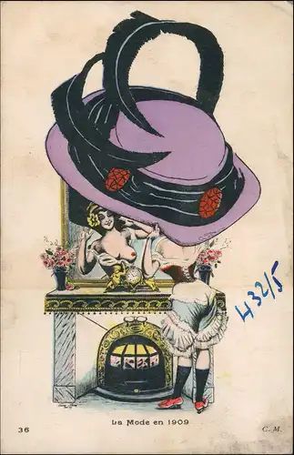 La Mode Frühe Erotik Kunst erotische Kleidung Künstlerkarte 1909