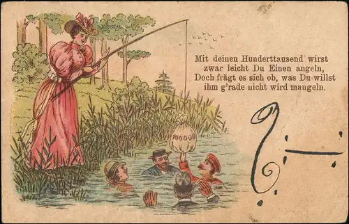 Humor frühe Künstlerkarte 1897  gelaufen mit Stempel GÖRLITZ