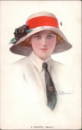 Ansichtskarte  Hut Mode England "A Country Beauty" Künstlerkarte 1910
