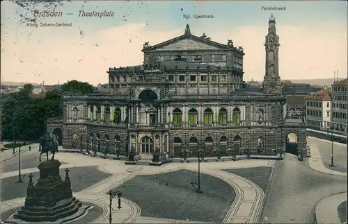 Dresden Theaterplatz Kgl. Opernhaus Fernheizwerk Denkmal 1914