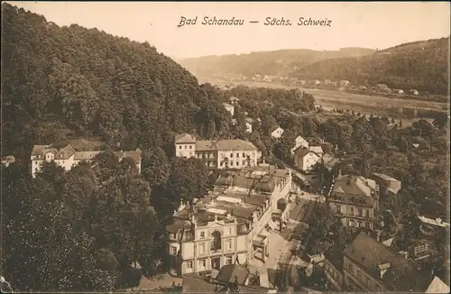 Ansichtskarte Bad Schandau Panorama-Ansicht Strasse aus Vogelschau 1947