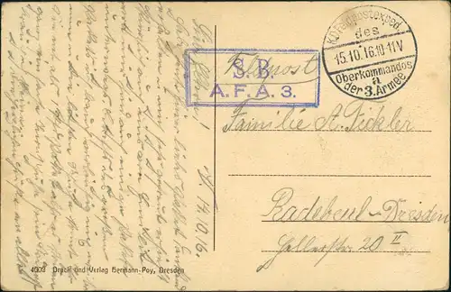 CPA Sedan  Erster Weltkrieg   1916   im 1. Weltkrieg als deutsche Feldpost