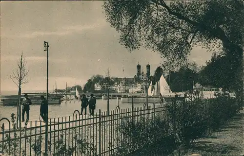 Ansichtskarte Friedrichshafen Teilansicht Partie am Hafen 1930