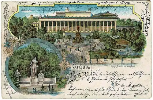 Ansichtskarte Berlin Litho altes königliches Museum im Lustgarten 1900 Perlen