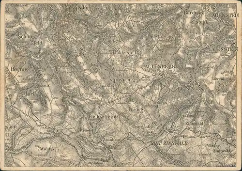 .Sachsen Landkarte Maßstab, Region Bärenburg, Zinnwald, Rehefeld Erzgebirge 1920