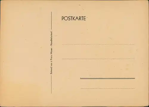 Ansichtskarte  Ostern Hase Ente Franz Moser Handcoloriert 1948