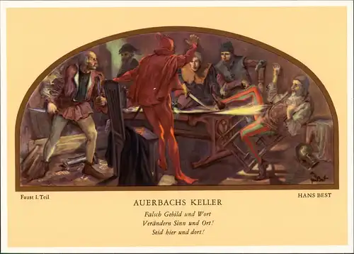 Leipzig Auerbachs Keller Mädlerpassage Hans Best DDR Künstlerkarte 1969