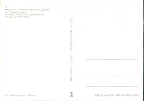 Ansichtskarte  Deckelvase, Porzellansammlung Dresdner Zwinger 1984