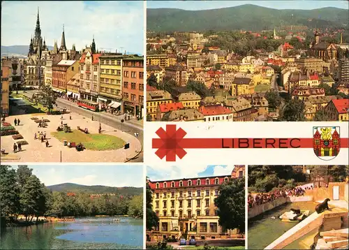 Postcard Reichenberg Liberec Mehrbildkarte 5 Stadt-Ansichten 1973