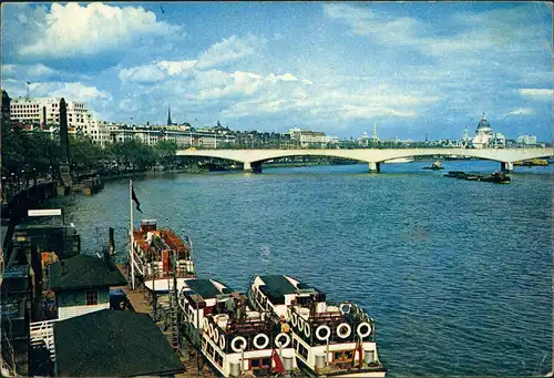 Postcard London Thames Bridge Brücke, Embankment Cleopatra Needle 1962