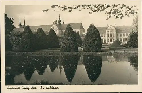 Postcard Oliva-Danzig Oliva Gdańsk/Gduńsk Schloß Schloßteich 1932