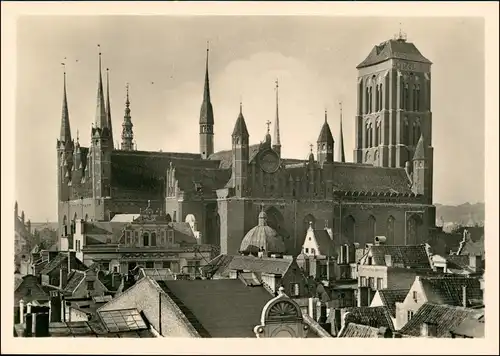 Postcard Danzig Gdańsk/Gduńsk Marienkirche/Kościół Mariacki 1931