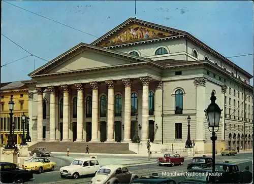 München Nationaltheater Verkehr Autos ua. Mercedes, VW Käfer uvm. 1971