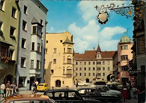 Rattenberg Straßen Partie, Verkehr KFZ div. parkende Autos 1975