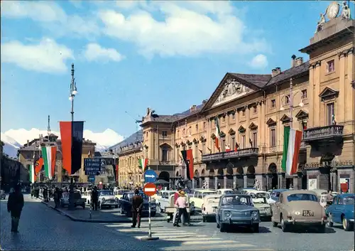 Aosta Aoste|Aoûta Piazza E. Chanoux Municipio Verkehr KFZ Auto Autos 1970