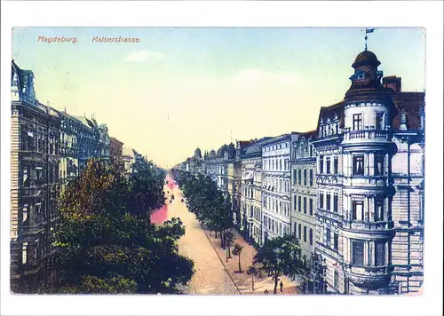Sammelkarte Magdeburg Kaiserstraße Repro-Ansicht ca. anno 1910 2000 REPRO