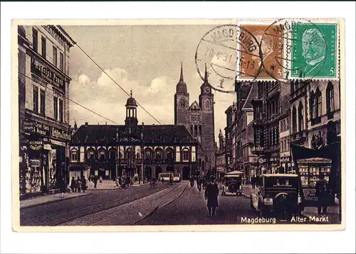 Sammelkarte Magdeburg Alter Markt Repro-Ansicht ca. anno 1920 2000 REPRO