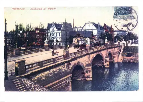 Magdeburg Repro-Ansicht Zoll-Brücke m. Werder ca. anno 1910 2000 REPRO