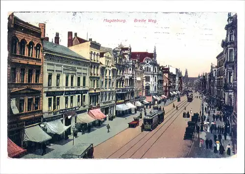 Magdeburg Repro-Ansichten Breite Weg Breiteweg belebt ca. anno 1910 2000 REPRO