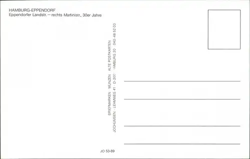 Eppendorf-Hamburg Eppendorfer Landstr. -rechts Martinistr., Repro anno 1930 1989