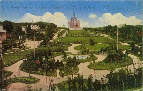 Wedel Repro-Ansicht Parkanlage des Gastwirt Petersen ca. anno 1910 1910/1983