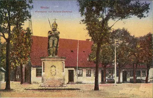 Wedel Repro-Ansicht ca. anno 1910 Marktplatz mit Roland-Denkmal 1983