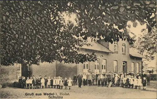 Wedel Repro-Ansicht Kinder vor Haus (Schulau) ca. anno 1910 1910/1983