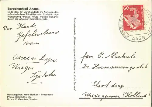 Ansichtskarte Ahaus Schloss Barockschloß alte Autos 1982