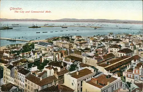 Gibraltar Panorama Stadtblick Panoramic View City & Harbour 1910