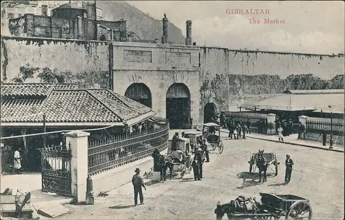 Gibraltar The Market Place (Marktplatz) Einheimisches Treiben 1910