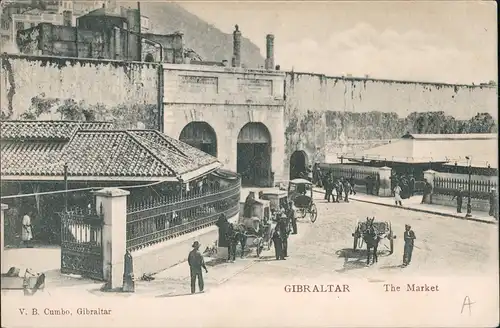 Gibraltar Einheimisches Treiben am Markt Market Place (Marktplatz) 1905