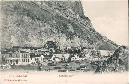 Postcard Gibraltar Catalan Bay Kleiner Häuser an der Bay 1900