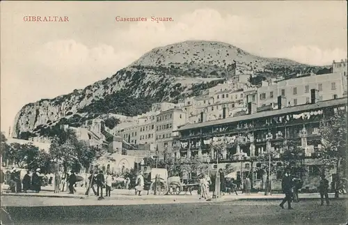 Postcard Gibraltar Casemates Square belebter Platz Einheimische 1910
