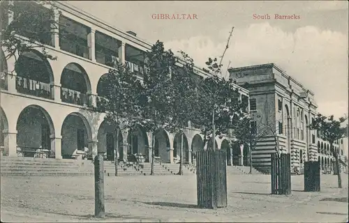 Postcard Gibraltar South Barracks Strassen Partie Street View 1910