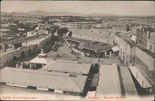 Gibraltar Moorish Market (Marktplatz)  Perspektive Bird`s Eye View 1910