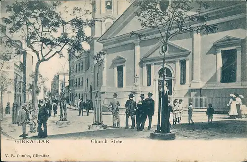 Gibraltar Strassen Partie Church Street Einheimisches Treiben 1900